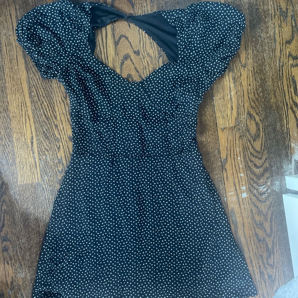 Navy and white floral mini dress